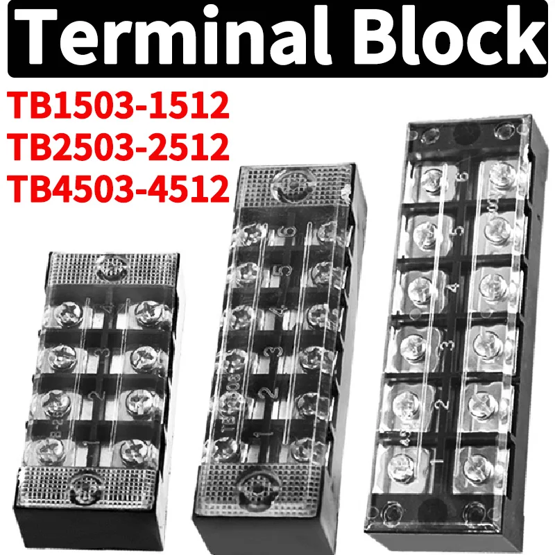 15 A/25 A/45 A 600 V zweireihiger Barrier-Klemmenblock TB-Serie (3–12 Positionen) Schraubverbinder für Schalttafeln TB1503 TB2512 Image
