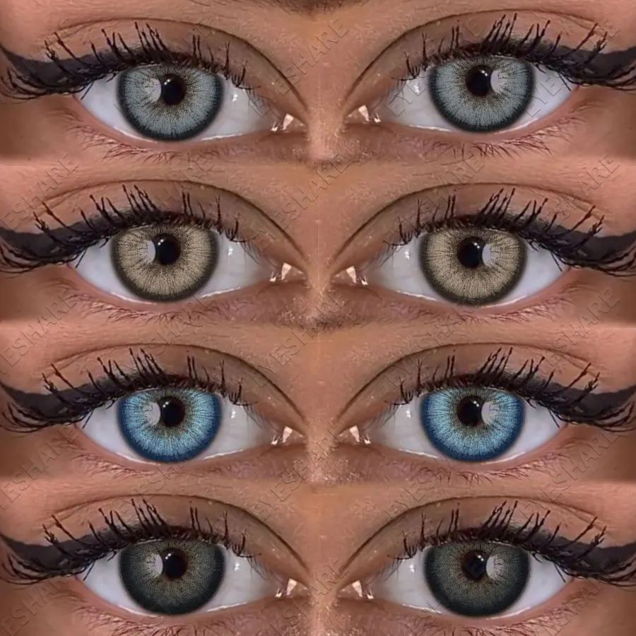 EYESHARE 2 Stück natürliche Farbkontaktlinsen für Augen, blaue Linsen, graue Pupillen, braune Linsen, jährliches Kosmetik-Make-up, grüne Kontakte Image