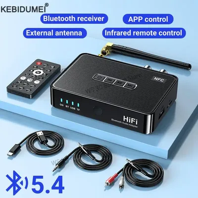NFC Bluetooth 5,4 Empfänger 3,5mm AUX Jack RCA 6,5 MM Mikrofon Karaoke Wireless Audio Adapter Mit IR Image