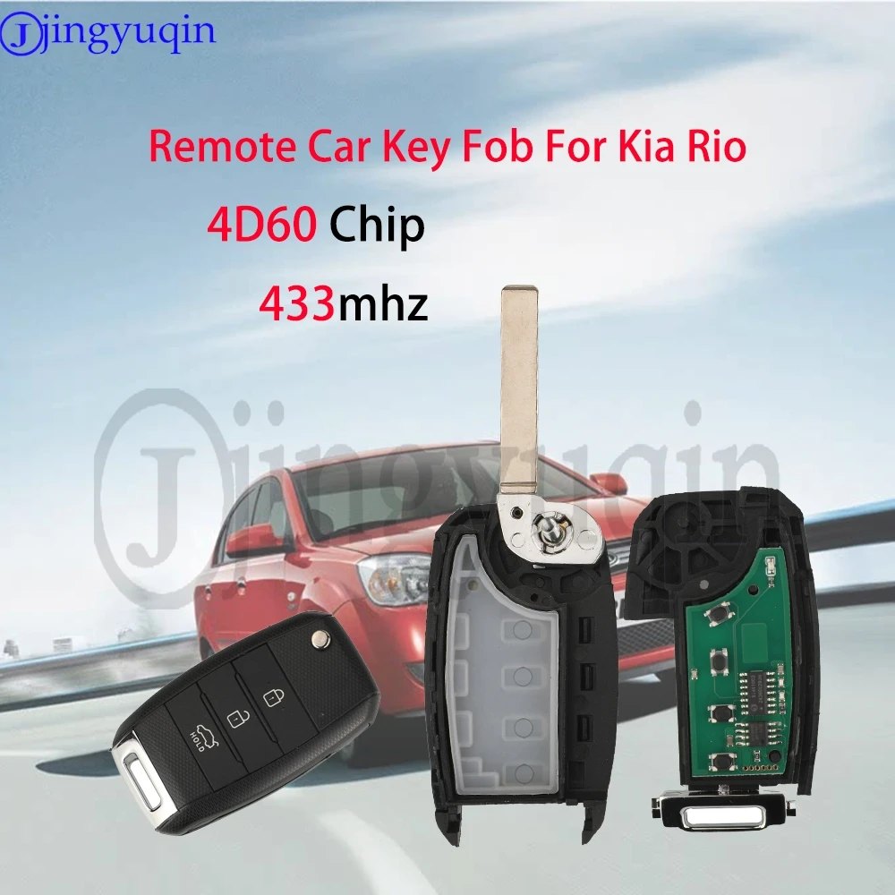 Jingyuqin 3 Tasten 433 mhz 4D Chip Auto Fernbedienung Schlüsselanhänger Für Kia Rio 2017-2021 2017-2019 Ceed 2011-2018 Auto Control Image