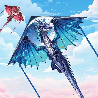 HUA HUA 1 Piece 1.4M Large Dragon Kite For Kids And Adults Huge Pterosaur Kite Come Tail Easy To Fly Image