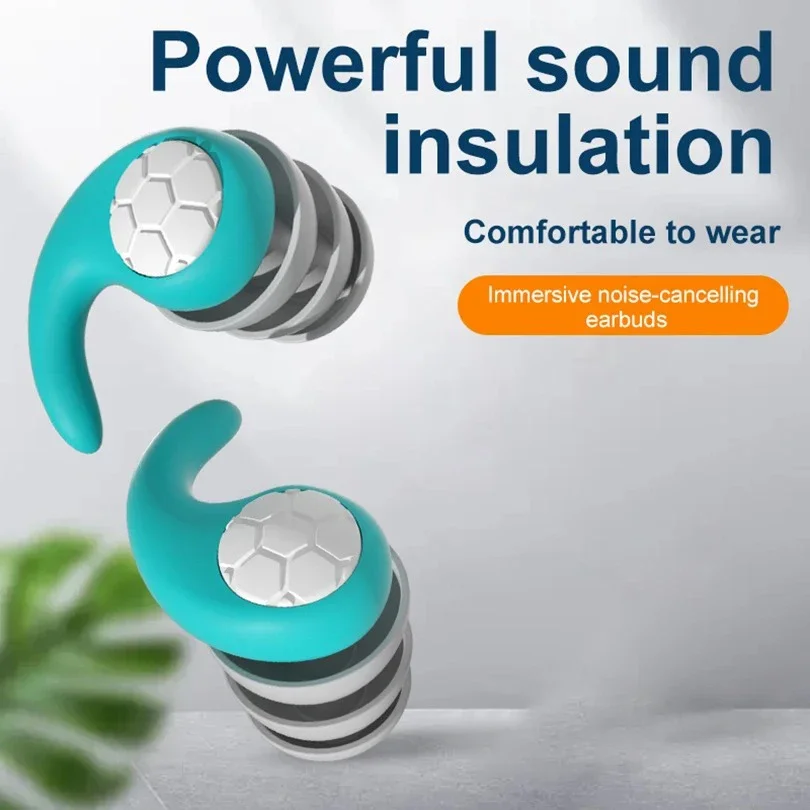 HUAK 3-lagige Silikon-Ohrstöpsel zur Schlafgeräuschreduzierung, Gehörschutz, Anti-Lärm, für Reisen, Tapones Para Dormir-Ohrstöpsel Image