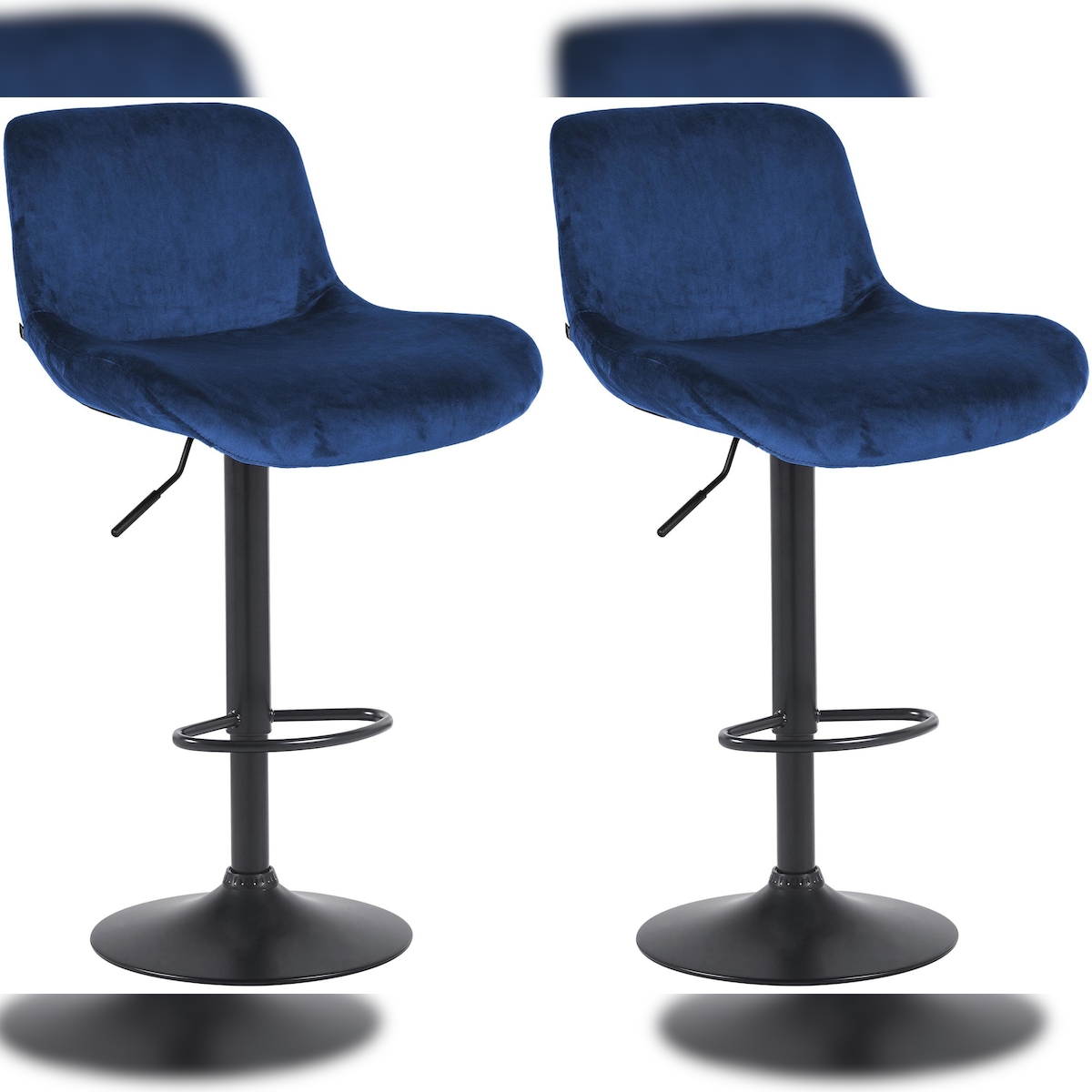 CLP 2er Set Barhocker Solon Schwarz blau/Samt Image
