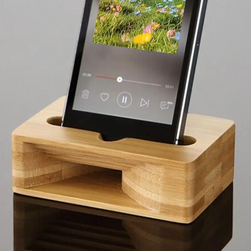 Supporto per telefono cellulare in legno Supporto per amplificatore audio per telefono cellulare Supporto per telefoni cellulari in legno con supporto per telefoni amplificatore per suoni da scrivania