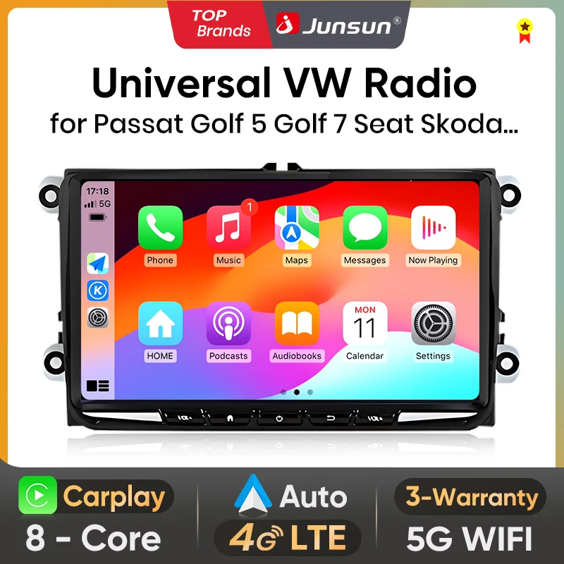 Junsun 7'' 9'' Autoradio Wireless CarPlay per Volkswagen VW Passat B6 B7 T5 Tiguan Touran GOLF 5 GOLF 6 POLO Skoda Octavia Seat Jetta Caddy Scirocco Android autoradio RDS