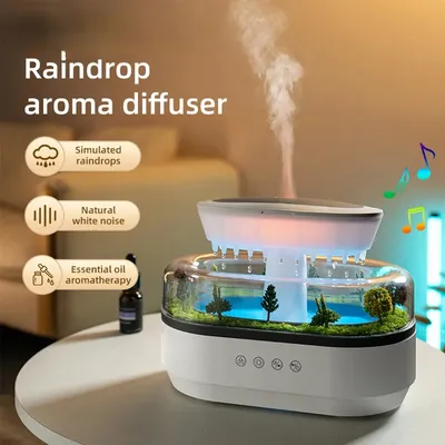 2024 New Simulated Raindrop Aromatherapy Diffuser Forest Green Landscape Essential Oil Humidifier