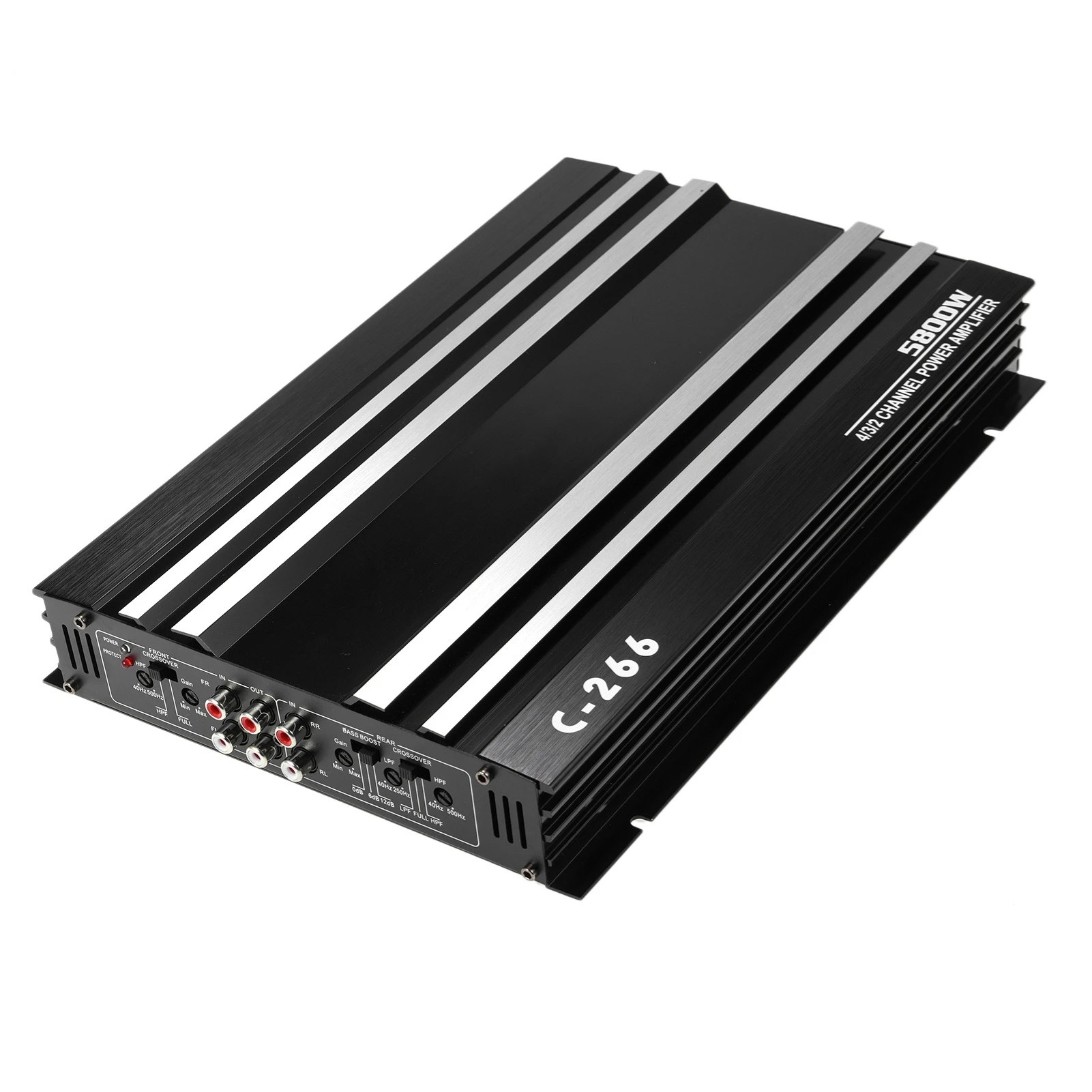 Power Amplifier High-Power Power Amplifier Car Power Amplifier 12V 4 Channel High Power Aluminum Alloy Car Audio Amplifier Black