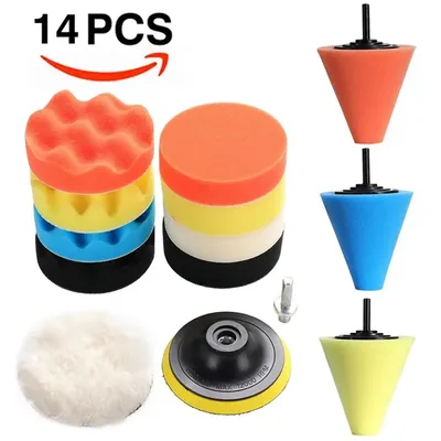14pcs Car Polishing Kit Buffing Pad 1/3''/6mm Wheel Polishing Cone Car Body Wheels Body Wheel Care