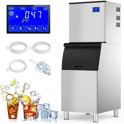 Commercial Ice Maker Machine with 250Lbs Storage Bin, Pro Compressor&ETL Approval, Industrial Ice