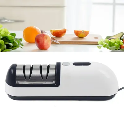 Durable Electric Knife Sharpener with Double Grinding Modes, Adjustable Speeds, USB Charging, and