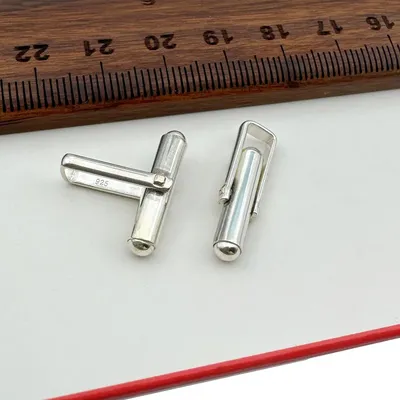 1PCS Solid 925 Sterling Silver Shirt Cufflinks Accessories DIY Findings Cuff Nail Simple