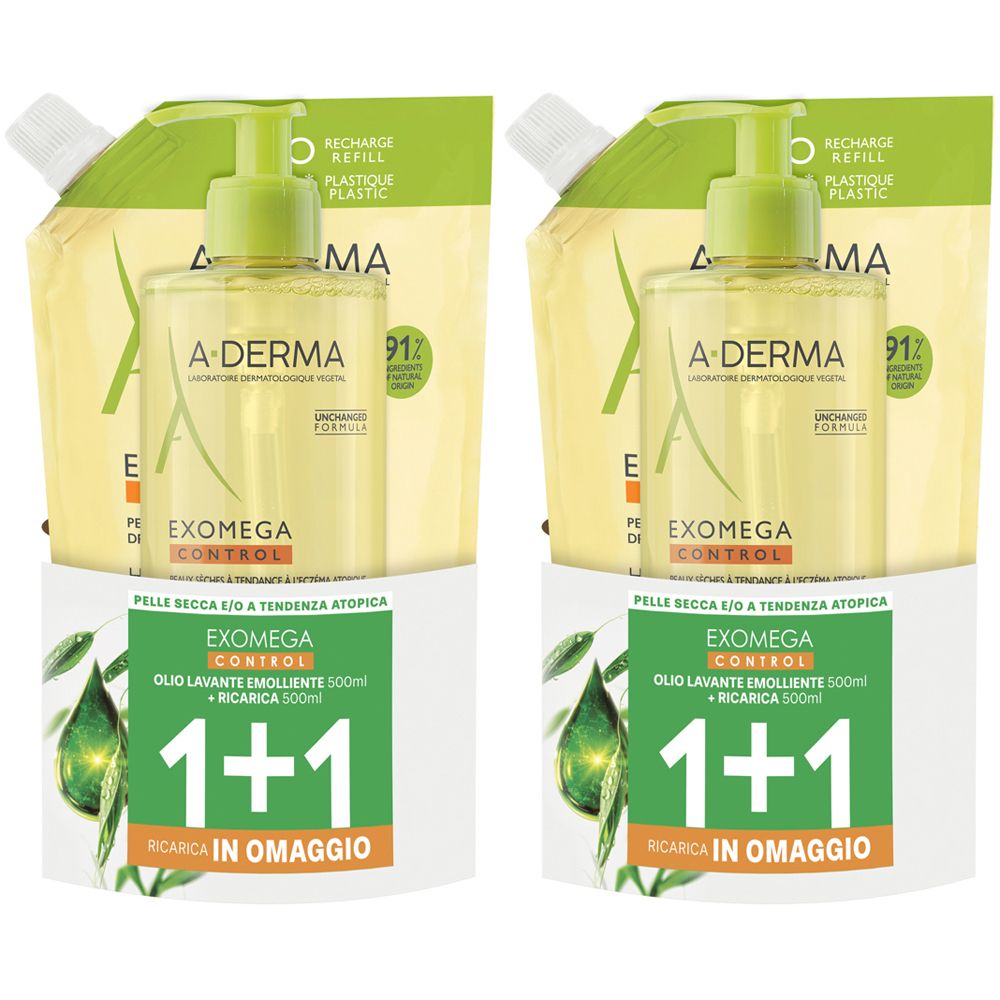 A-DERMA Exomega Control Special Pack 1+1 Olio Lavante Emolliente 500ml