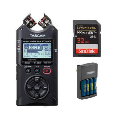 TASCAM DR-40X 4-Channel / 4-Track Portable Audio Recorder with Essentials Kit DR-40X