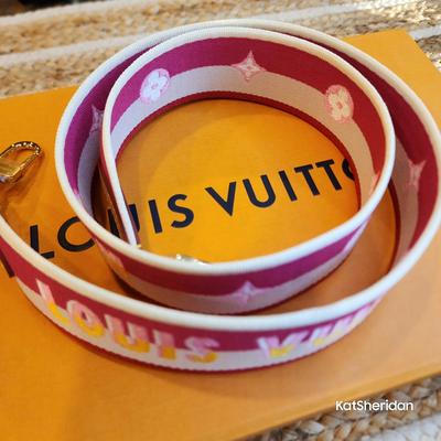 Louis Vuitton Bags | Bnew Unused Louis Vuitton Lv Diane Fuschia Pink Monogram Jacquard Guitar Strap | Color: Pink/Tan | Size: Os