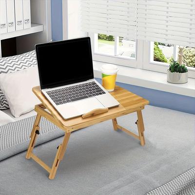 TEMU Youyijia Bedside Table 50x30cm Laptop Table Bamboo Notebook Table Bedside Table With Ventilation Holes Knee Table Side Table For Reading Work Image