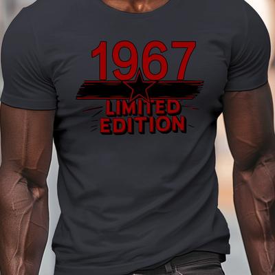 TEMU 1967 Men's T-shirt - Casual Crew Neck, Short Sleeve, Lightweight & Comfy Summer Tee With Geometric Print Image