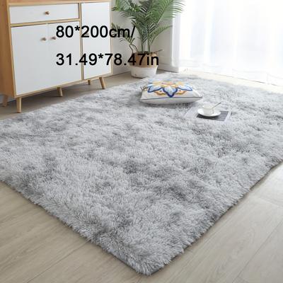 TEMU Fluffy Gray Polyester Area Rug, Soft Plush Tie-dye Floor Mat, Large Size, For Living Room, Bedroom, Office, Hallway, Northern Europe Style Home Decor, Christmas And New Year Room Decoration Image