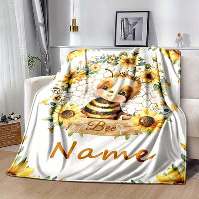 TEMU Custom Bee Design Personalized Blanket - Lightweight Travel Blanket For All Seasons Image