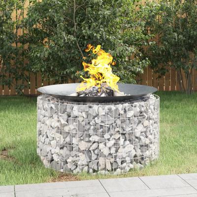 TEMU Spacious 100cm Galvanized Iron Fire Pit With Realistic - Round, Textured Outdoor Fire Bowl For Patio & Garden, Image
