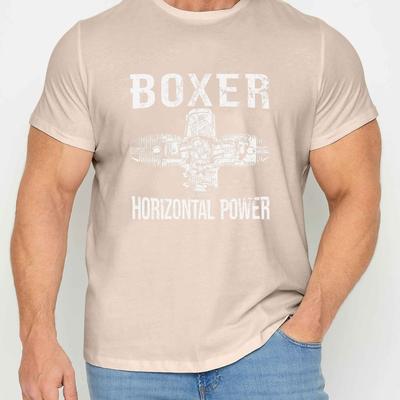 TEMU Men's Casual Boxer Engine Print T-shirt, Polyester 100 Neck, Regular Fit, Stretch, Summer Knit Fabric Top, 150gsm - Plus Size Image