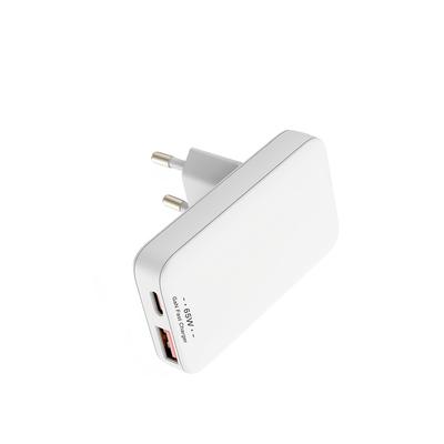 TEMU Geo 65w Gan Ultra Slim Folding Travel Dual Port Usb Wall Charger, Fast Charging, Male-to-female, 110v/220v, Type C Plug, With Usb-a And Usb-c Ports, For Laptops, Tablets, Phones Image