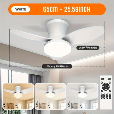TEMU 3 Color Temperature Large-sized Fan Light With Remote Control, 6-speed Wind Speed, Silent Mode, Timed Mode, Adjustable Brightness, Hard Wired, Suitable For Living Rooms, Study Rooms, Kitchens Image