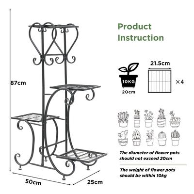 TEMU Plant Stand Indoor Outdoor Patio Tiered Metal Wood Tall Flower Holder Planter Rack Corner, Easy , Heavy Duty And Modern, Cactus Design For Room (4 Pots) Image