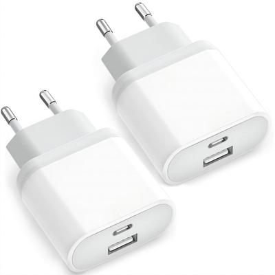 TEMU 2-pack Usb C Charger, 20w 2-port Usb C Charger, Usb Charger, Fast Charger, Power Adapter Usb C Fast Charger Fast Charging Cable For Pad Pro 12.9, Galaxy S23 S22 S21 Image