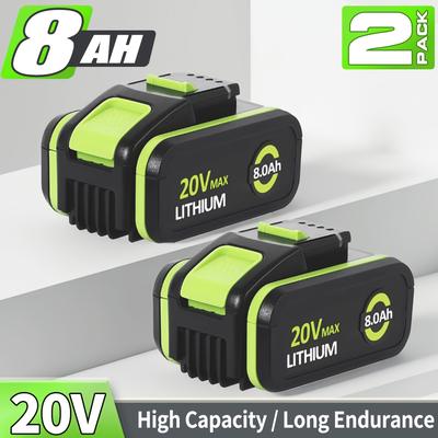 TEMU 2pack Wa3553 20v 8.0ah Battery For Li-ion Replacement Battery For 20v Wa3551 Wa3551.1 Wa3553 Wa3553.2 Wa3641 Wg629e Wg546e Wu268 Wx166.4 Compatible With Cordless Power Tools Image