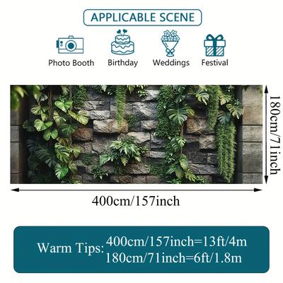 TEMU 2d Door Banner 1pc Green Vine Wall Garage Door Banner - Large Polyester Fabric Decoration, Natural , & Stylish For Outdoor Events, Photo Booths, And Trendy Decor, Garage Decor Image
