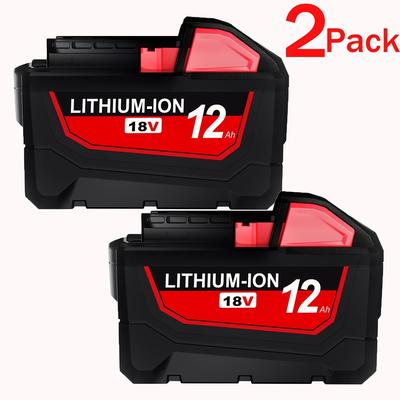 TEMU 2 Pieces Of 12.0ah For 18v Battery Li-ion For Compatible For 18 Volt M18b Xc 48-11-1815 48-11-1820 48-11-1850 2601 2610 2611 2620 2630 2650 Image