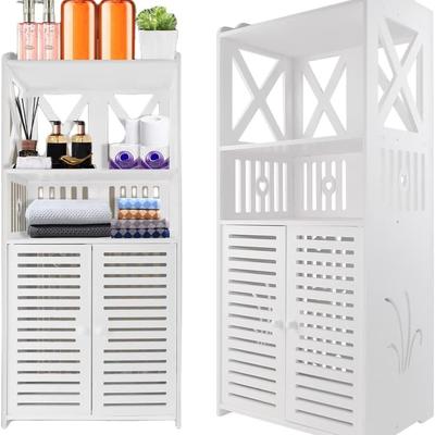 TEMU Bathroom Storage Cabinet Shelf Floor Standing Display Cabinet Home Storage Furniture Organizer Unit For Office Living Room Kitchen Entryway Racking White Image