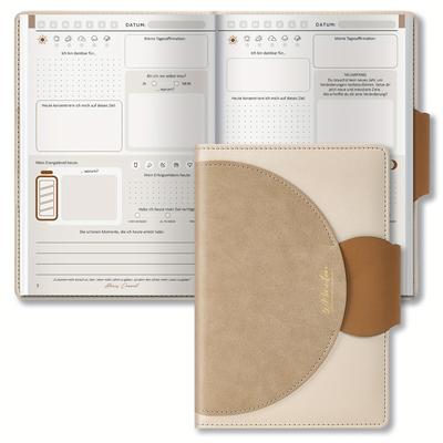 TEMU A 5-minute Mindfulness Journal By Biroyal, A Gratitude Journal With 192 Pages For Personal Development, To Fill In Gratitude And Mindfulness Journal, A5 Notebook, Brown. Image