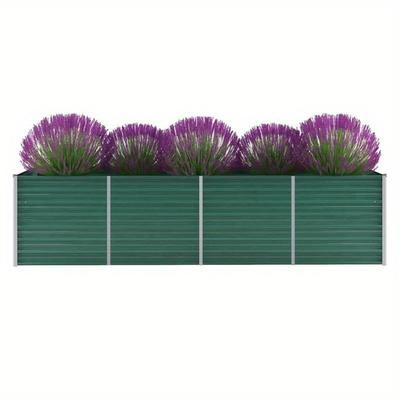 TEMU Garden Raised Bed Galvanized Steel 320x80x77 Cm Green. For Plants, Flowers, Fruit, Herbs, Vegetables. Flower Box Vegetable Bed Bed Planter Early Bed, For Terrace Balcony & Garden Image