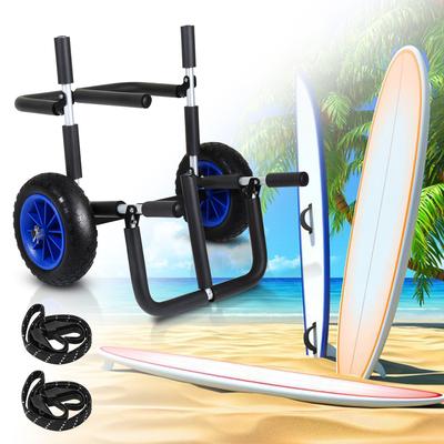 TEMU Surfboard Cart For Sup Board Inflatable Boards Single Or Double Stand Up Paddle Board Surfboard Foldable Transport Trolley Sup Board Trolley Sup Trolley Big Wheel Canoe Trolley Including 2 Straps Image