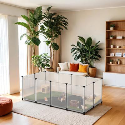 TEMU Small Animal Enclosure With Floor Plates, Walk-in Cage With Removable And Waterproof Base, Enclosure For Hamsters, Rabbits, 125 X 42 Cm Image