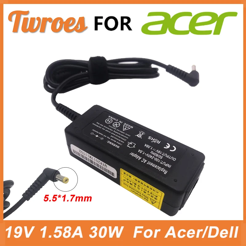 19v 2.5a 30w 1,58*5.5mm Laptop-Ladegerät Adapter AC für Acer für Dell Inspiron Mini 9 10 12 1,7 tragbares Netzteil Image