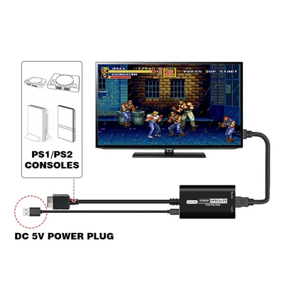 Retro-Spiel für PS1 1080P Konverter RGB-YPbPr Upscaler 16:9/4:3 Seitenverhältnis Schalten HDTV Image