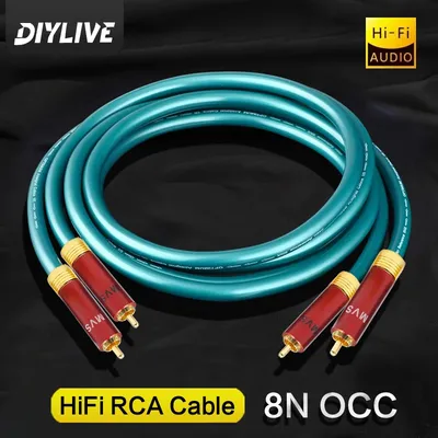 DIYLIVE Hifi RCA Cabo Hi-end Amplificador CD Interconexão 2RCA para 2RCA Cabo de Áudio Masculino 0,5 Image