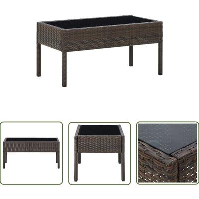 The Living Store Gartentisch Braun 75x40x37 cm Poly Rattan - Gartentisch - Esstisch - Balkontisch Image