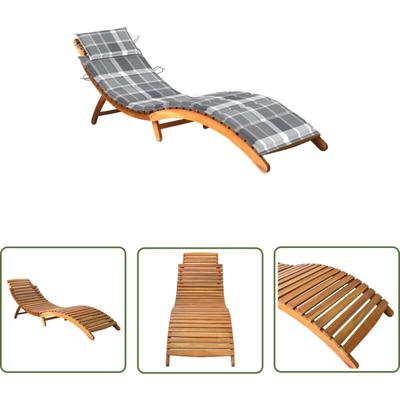 The Living Store - Sonnenliege mit Auflage Akazie Massivholz - Holz-Sonnenliege - Gartenliege Image