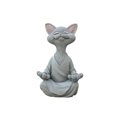 SNQ - Katzenfigur, Meditations-Yoga-glückliche Katze, Zen-Katze in entspannter Pose, Skulptur für Image