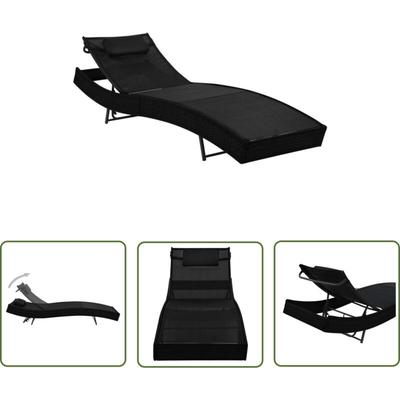 Prolenta Premium - The Living Store Sonnenliege mit Kissen Poly-Rattan Schwarz - Sonnenliege Image