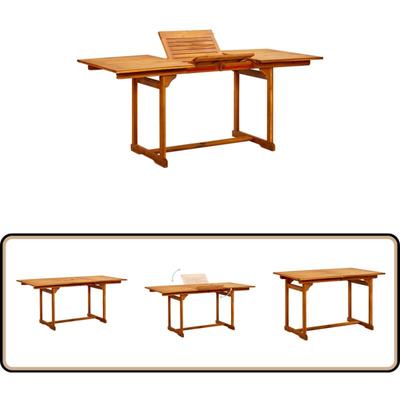 Garten-Esstisch (120-170)x80x75 cm Massivholz Akazie - Garten Tisch - Esstisch - Holzt Tisch Image