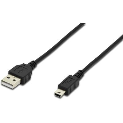Digitus - USB-Kabel usb 2.0 usb-a Stecker, USB-Mini-B Stecker 1.80 m Schwarz Rund, doppelt Image