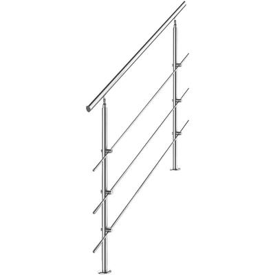 Vingo - Geländer Treppengeländer ø 42mm Edelstahl Handlauf für Innen und Außen geeignet 120cm mit 3 Image