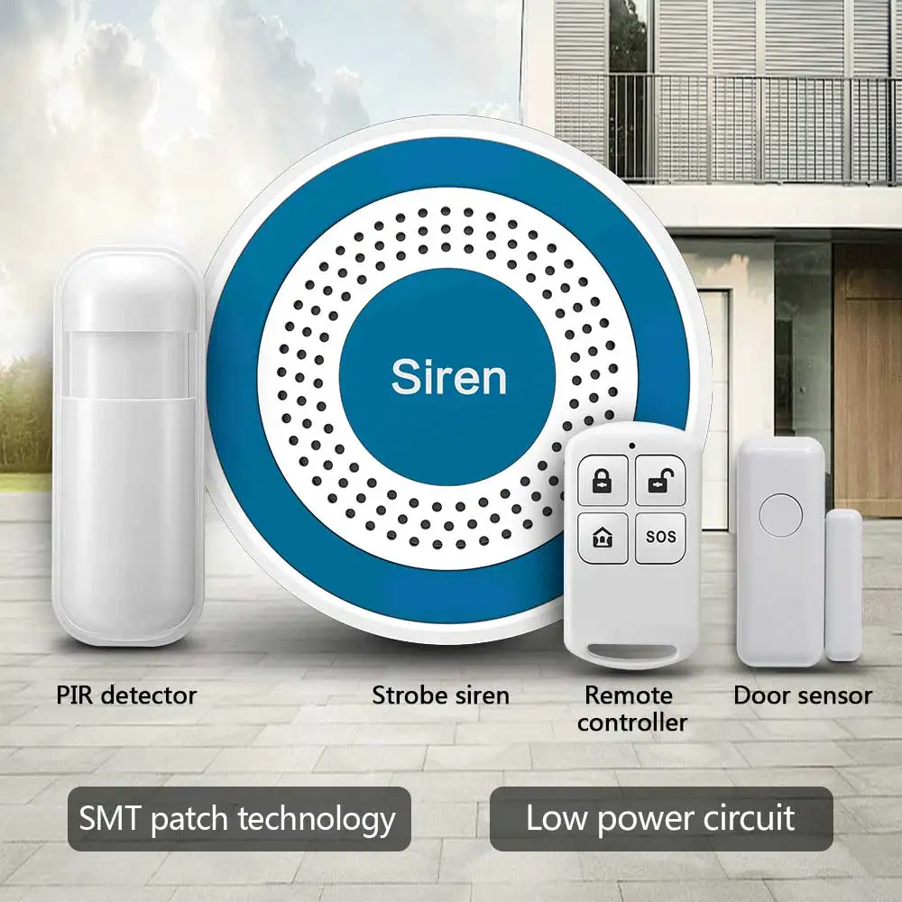 Heimalarm, Mini-Alarmsirene, kabellos, 433 MHz, Ton und Licht, Blitzsirene für den Innenbereich, hohe Dezibel-Hornsirene für die Sicherheit zu Hause Image