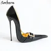 Sorbern Sexy 16 cm ultradünne Metall-High-Heels-Schuhe mit spitzer Zehenpartie, Damen-Pumps, Unisex, chinesische Plus-Größe 36–52, spitze Absätze