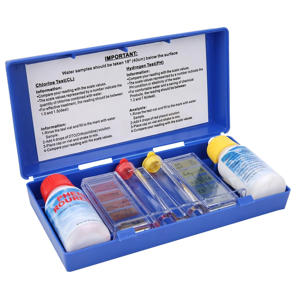 PH OTO Chlor Wasserqualität Test Kit Schwimmbad Tester Wasser Test Box Image