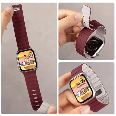 Magnetisches Silikonarmband für Apple Watch Band Serie 10 46 mm 42 mm Ultra 2 49 mm 45 mm 44 mm 40 Image